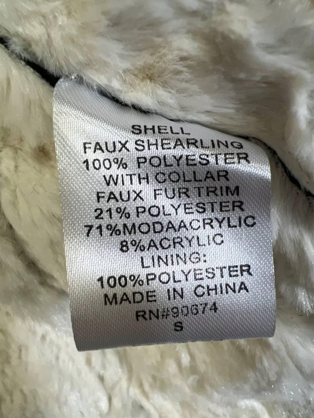 Boston Proper Black Faux Leather Off White Shearling Collar Moto Jacket